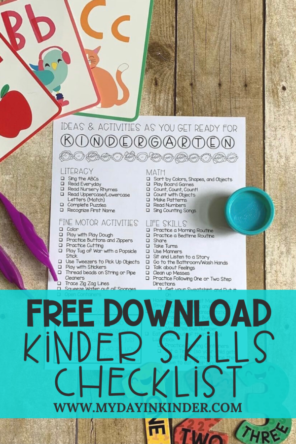 Kindergarten Skills Checklist: Getting Ready for Kindergarten - My Day in K