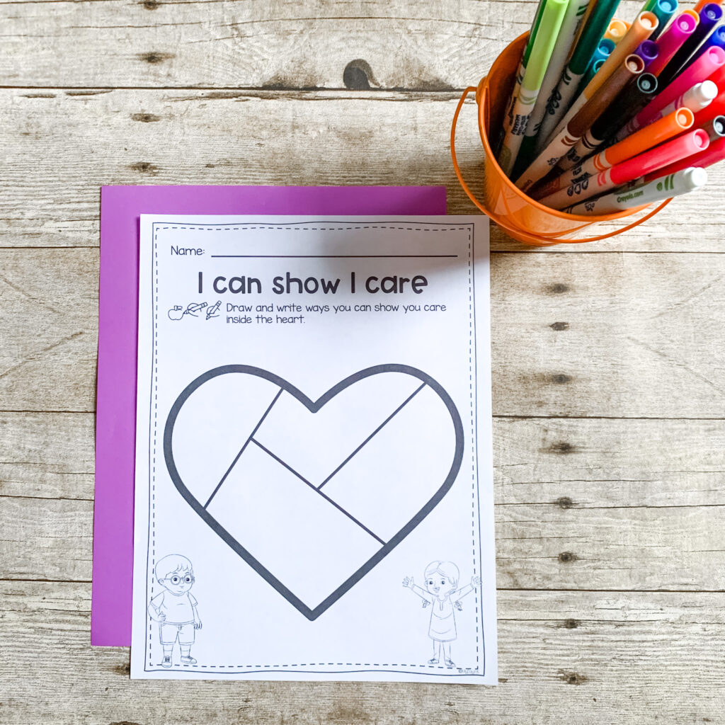 empathy activities for kids- show I care worksheet