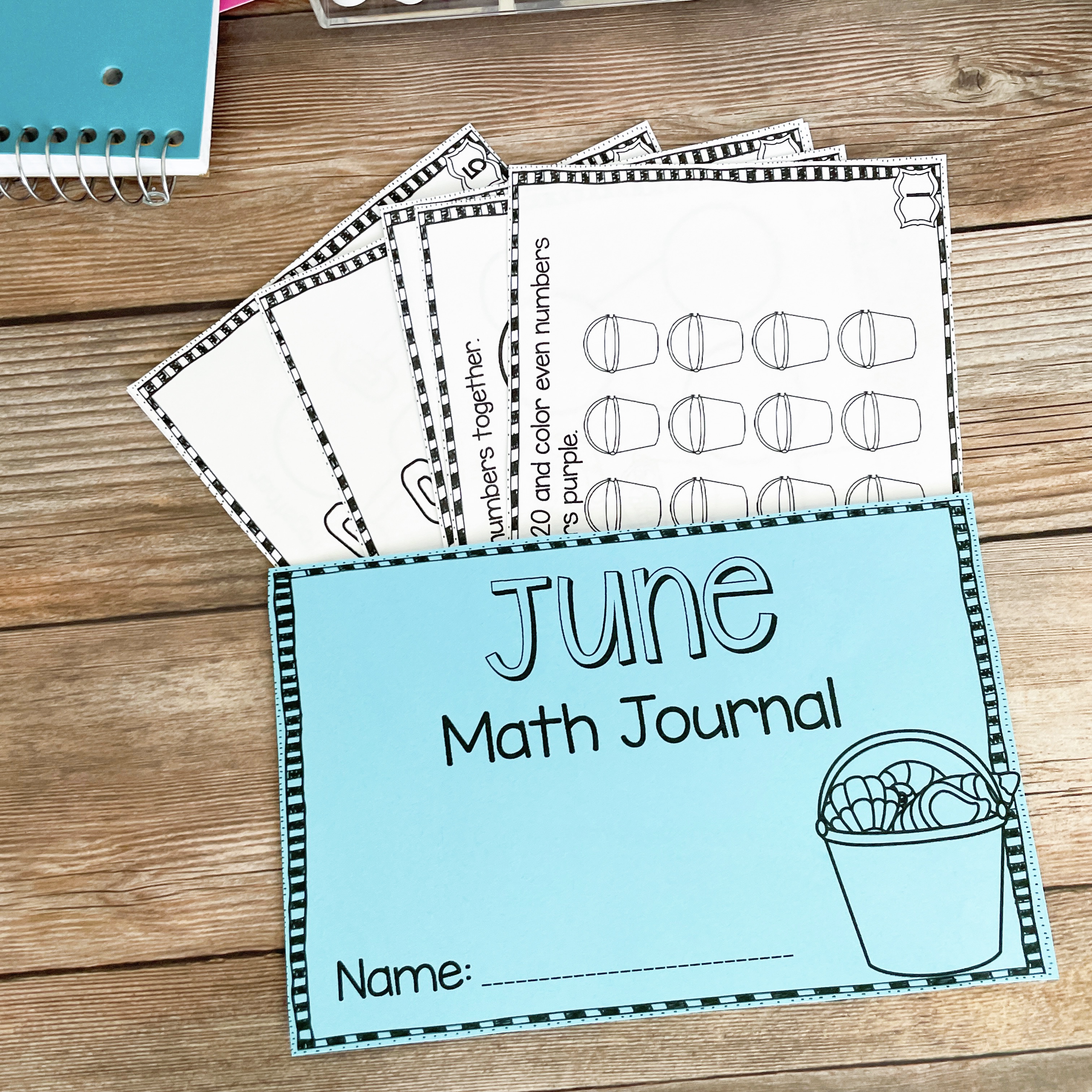 june math journal with different cards