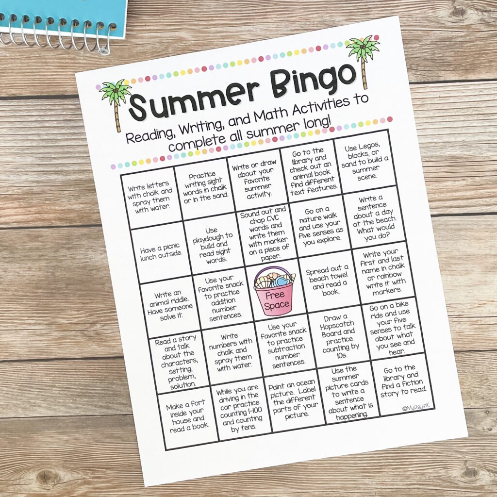 Summer Bingo Cards And Other Activities My Day In K Summer Bingo Cards And Other Activities My Day In K