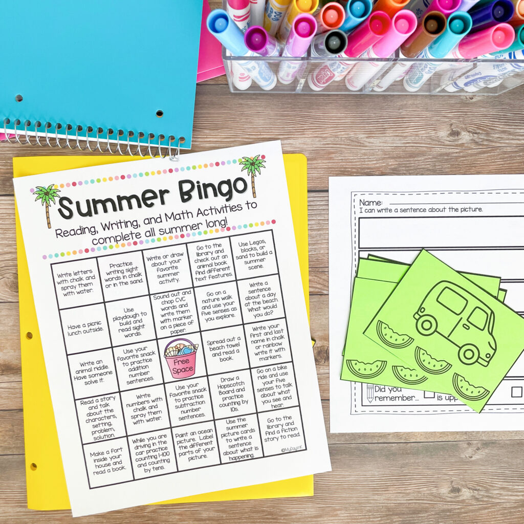 summer bingo cards folder for home