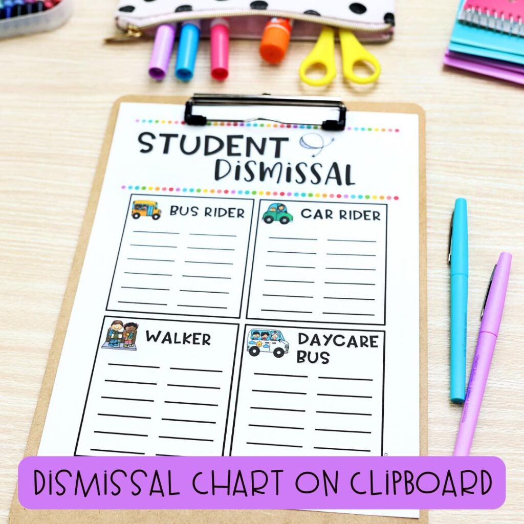 dismissal procedures for elementary schools-clipboard