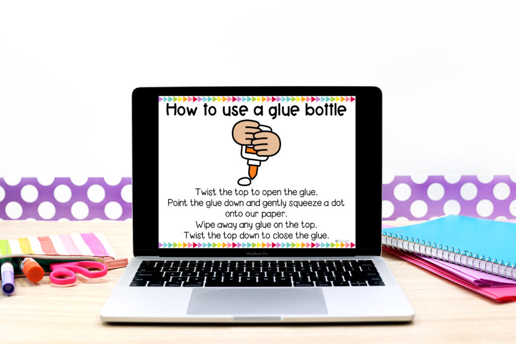 daily routines for kindergarten- how to use a glue bottle