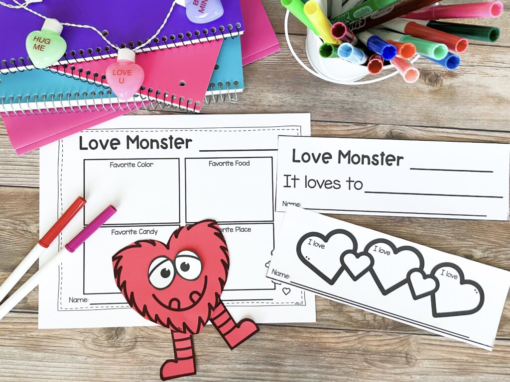 Build a love monster writing activity