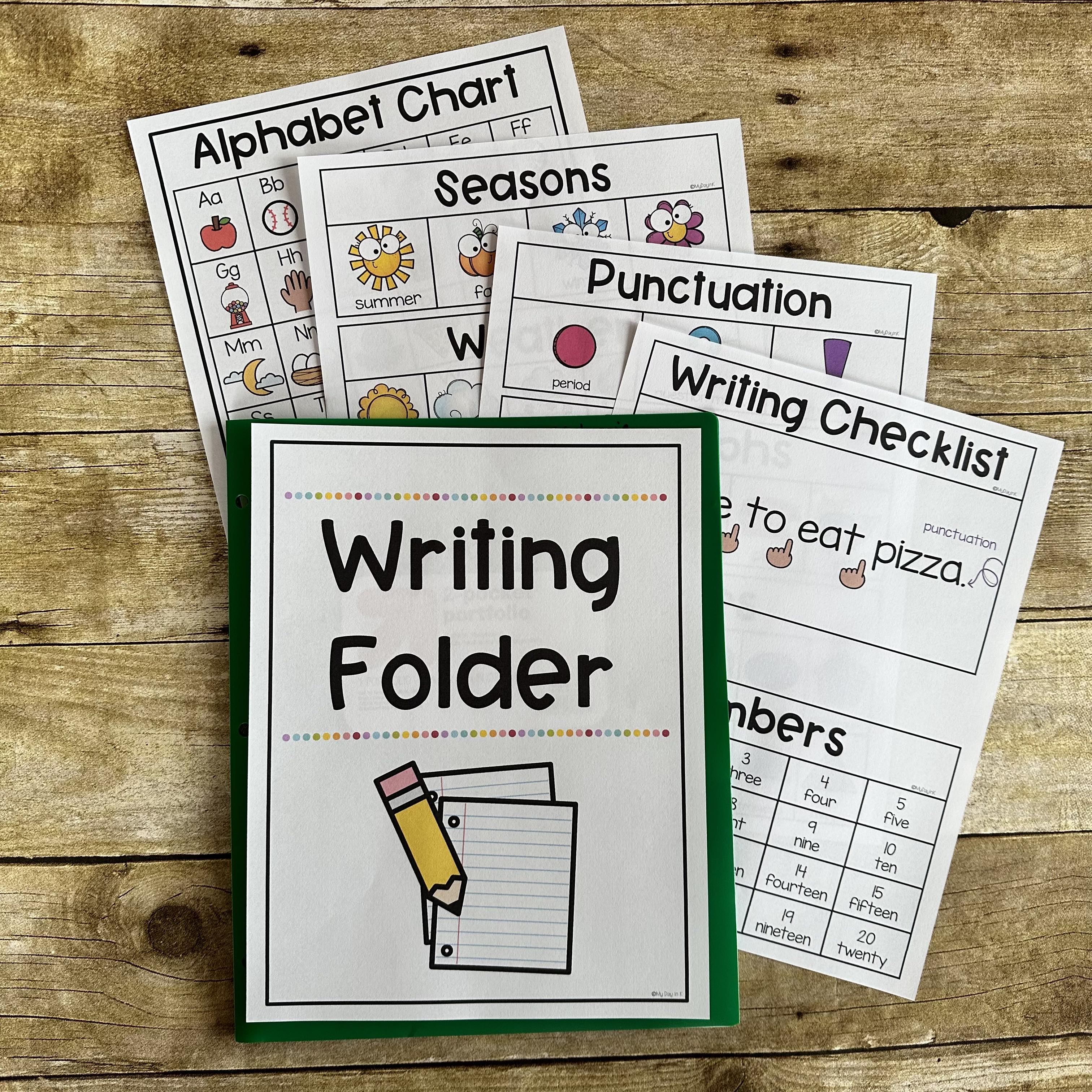 writing folder-menu style- kindergarten writing journals