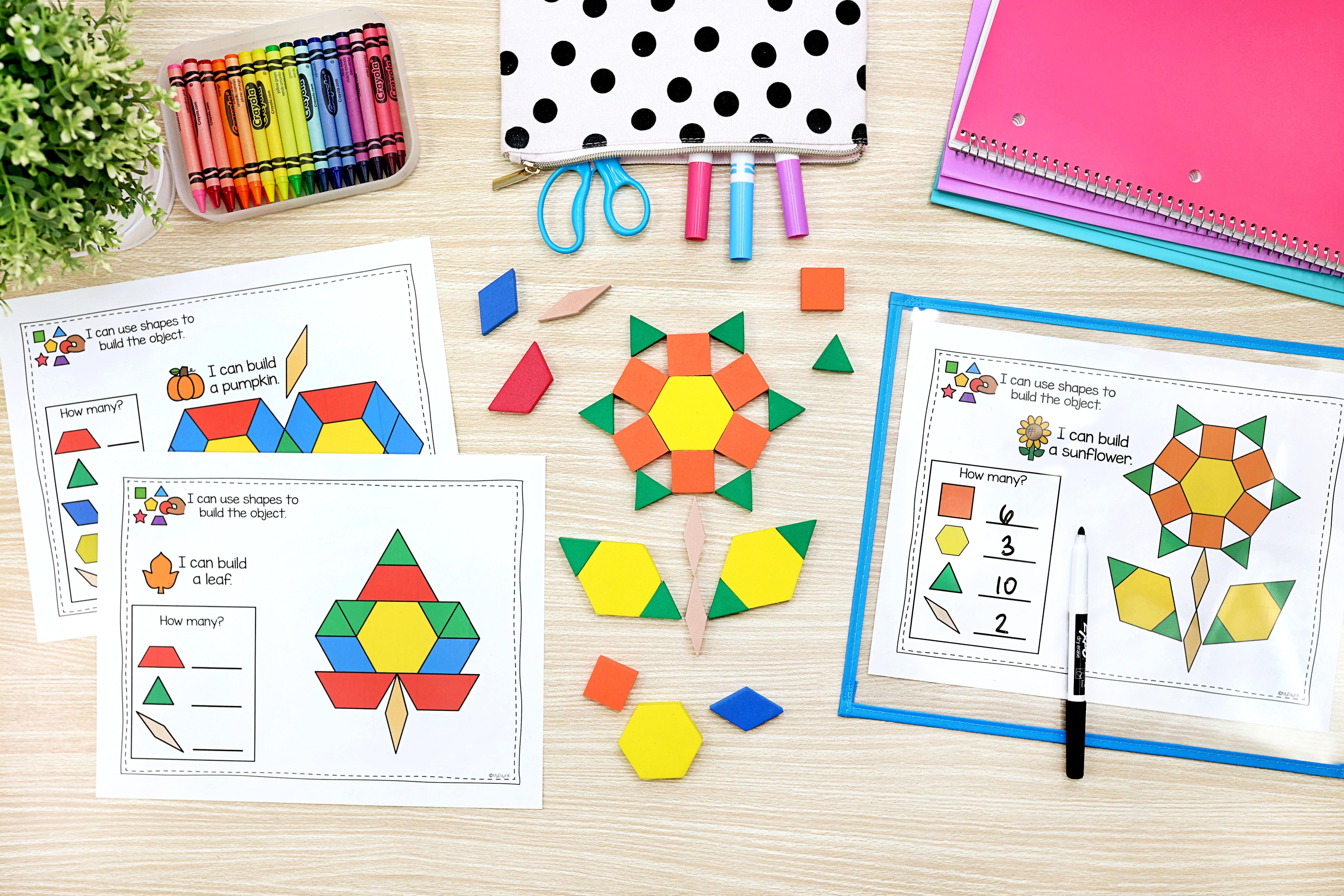 halloween classroom party ideas- sunflower with pattern blocks