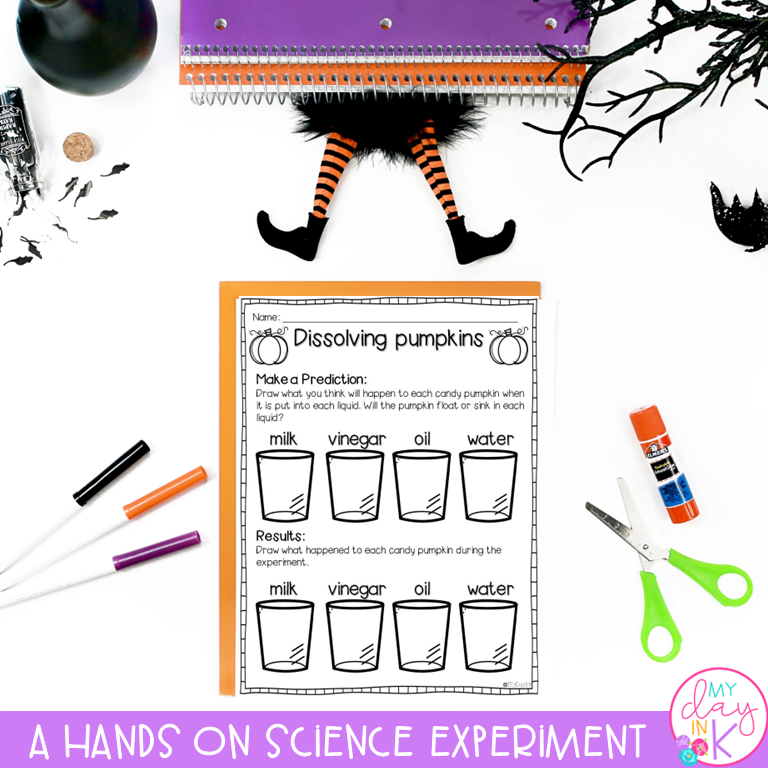 dissolving pumpkin science - classroom halloween party ideas