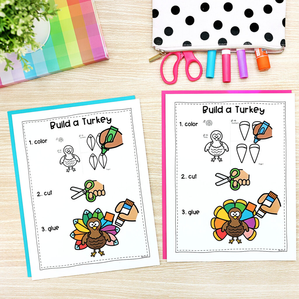 build a turkey- turkey books for kindergarten