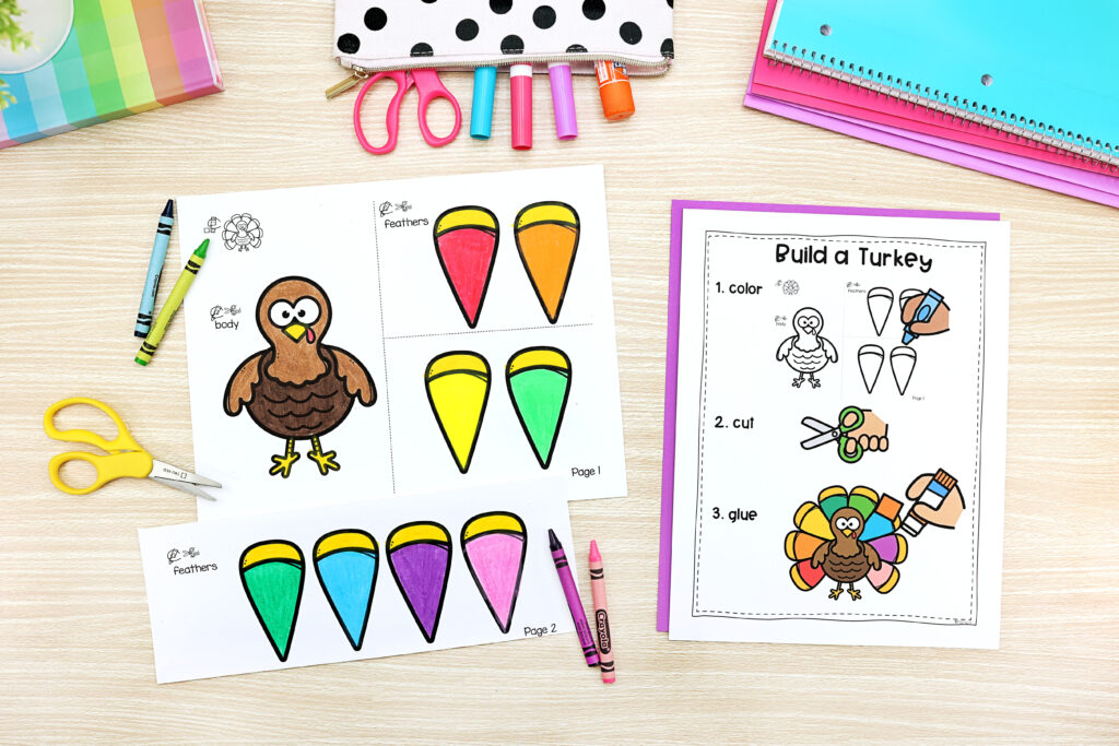 build a turkey- turkey books for kindergarten