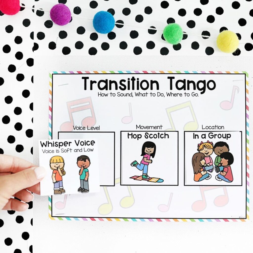 classroom management transitions - transition tango board