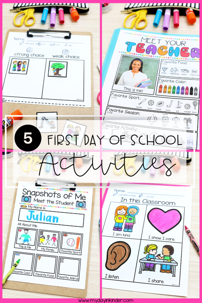 first day of school activities for teachers pin