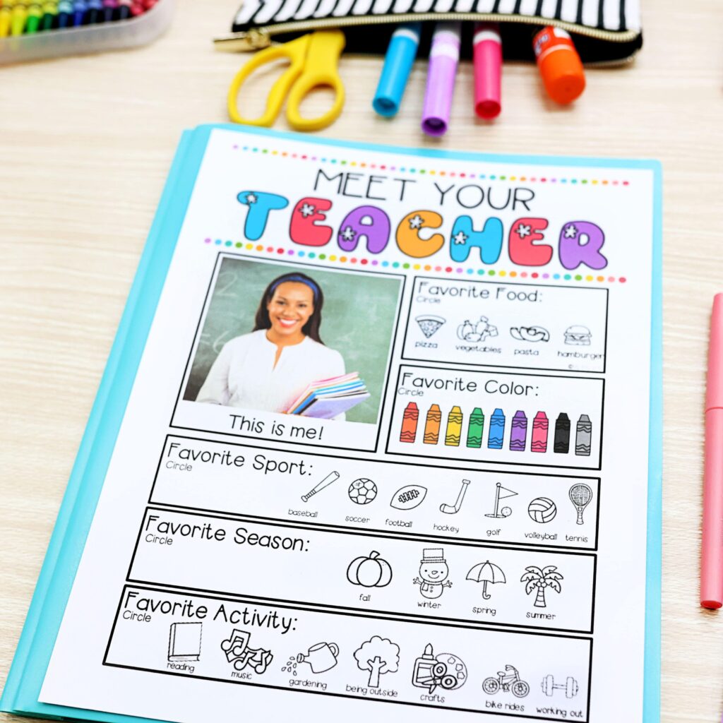 meet the teacher page for first day of school-First Day of School Ideas for Teachers