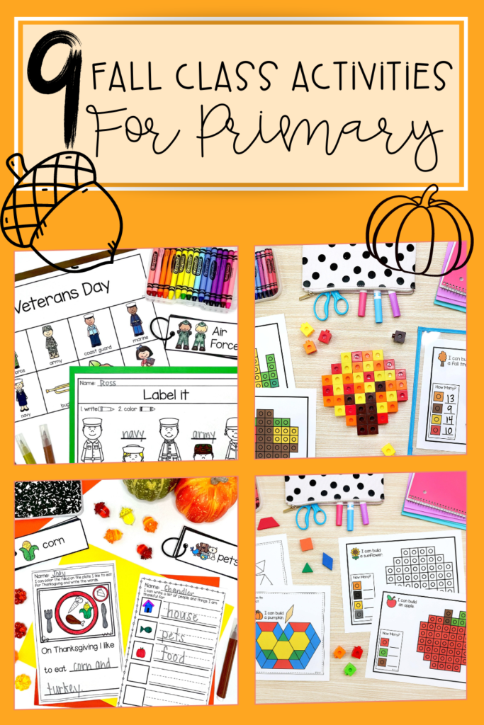 fall classroom activities pin image