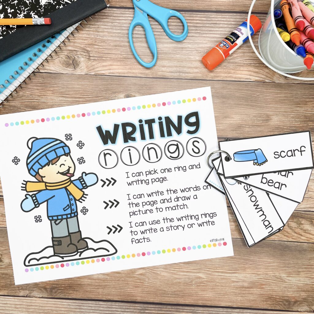 winter writing prompts - winter writing rings instructions