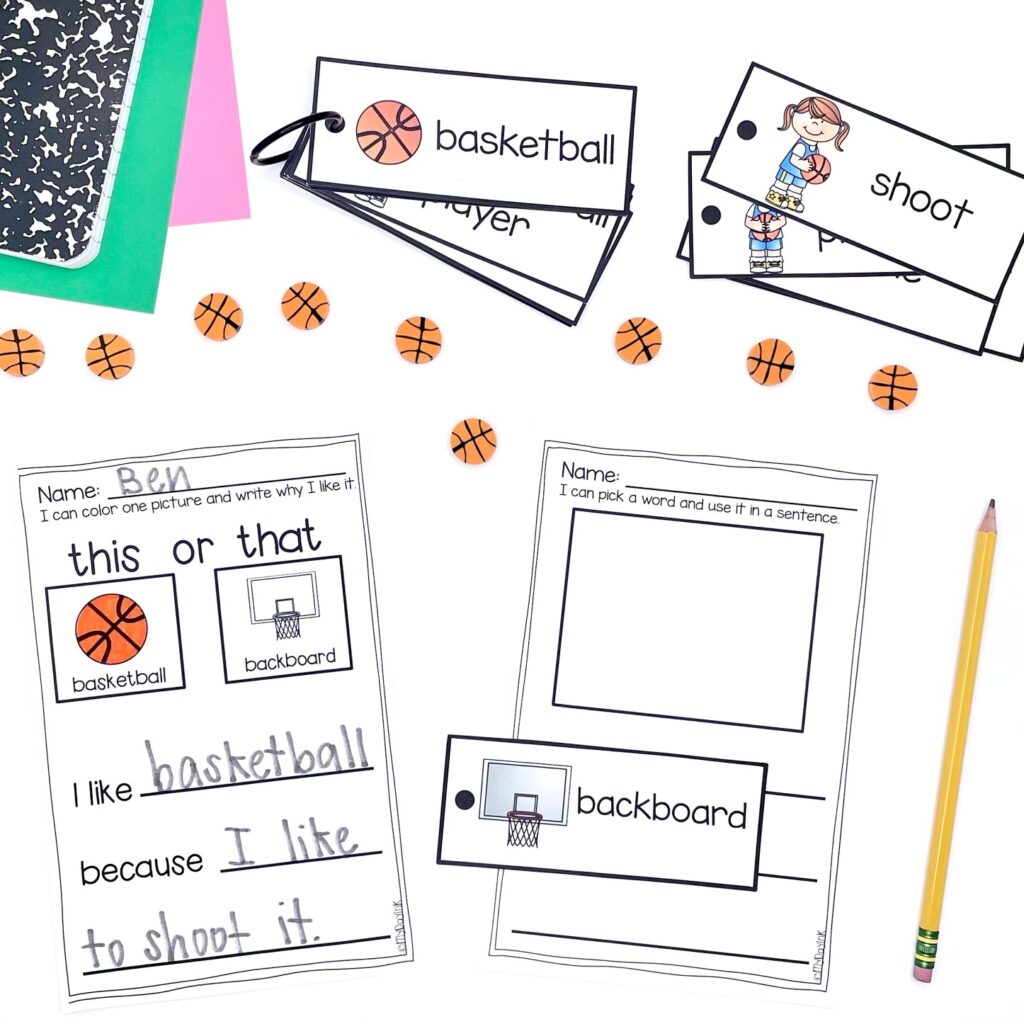 kindergarten writing center ideas-march madness