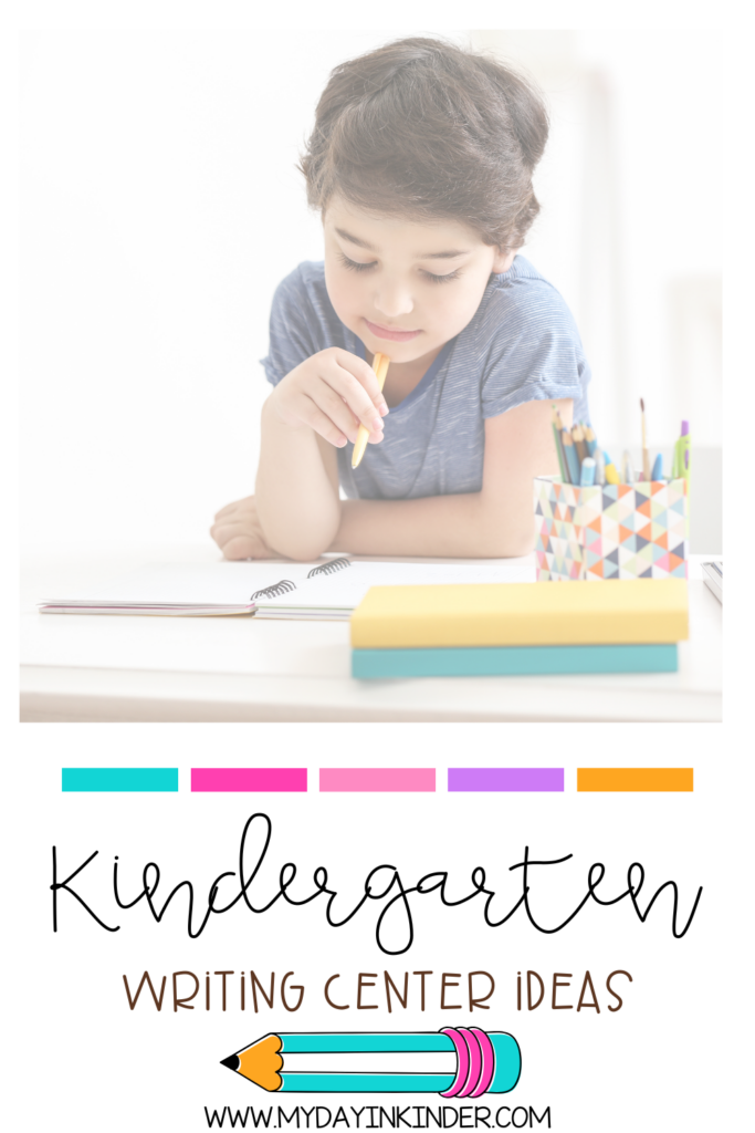 kindergarten writing center ideas pin image