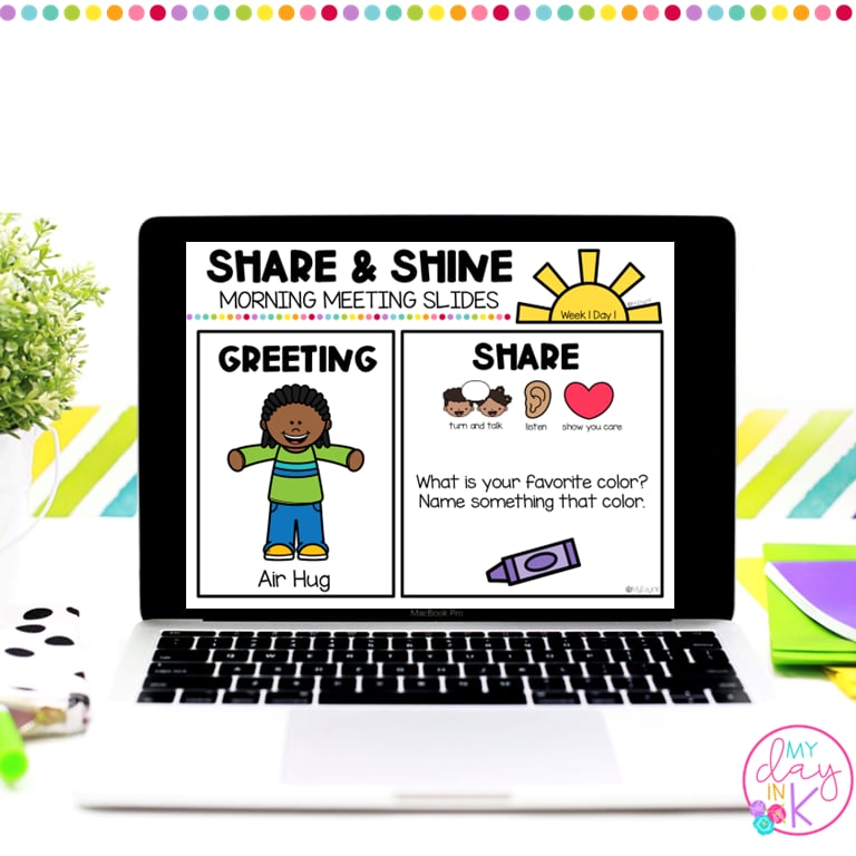 kindergarten morning meeting greeting slide