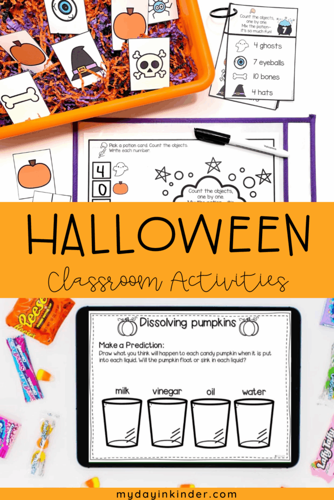 Halloween classroom activities pin image