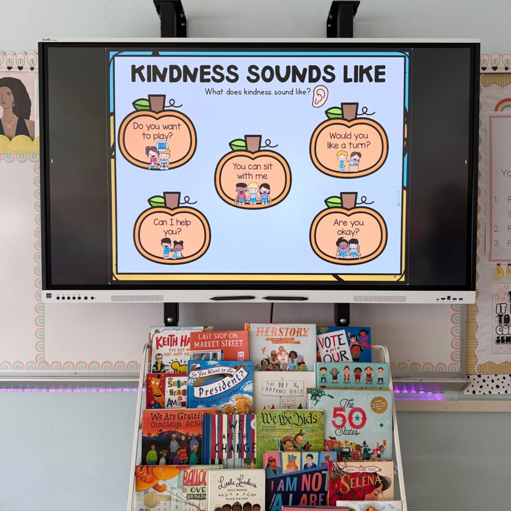 kindness sounds like slide- simple classroom expectations
